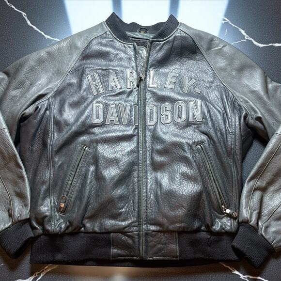 Vintage 2003 Harley-Davidson 100th Anniversary Leather Bomber Jacket Men’s XXL - Picture 1 of 13